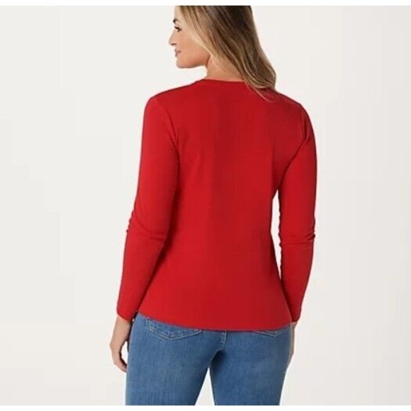 Isaac Mizrahi Live! ~ Cotton Crew Neck Top Brown Beige Cappuccino XXS A385412 - Picture 4 of 4